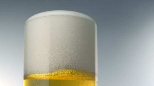 Schiuma di birra e bollicine in vetro — Video Stock