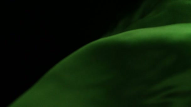 Tejido de seda verde que fluye — Vídeos de Stock