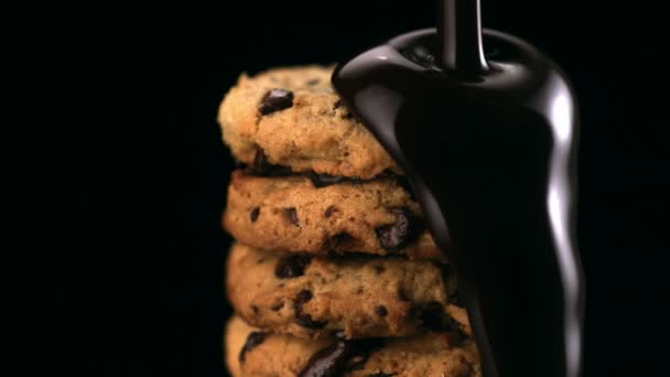 对 cookie 的巧克力酱 — 图库视频影像