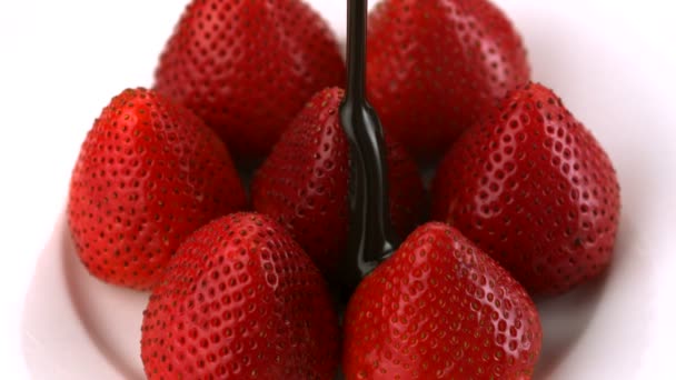 草莓巧克力酱 — 图库视频影像