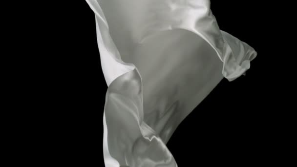 Белая ткань, текущая в воздухе — стоковое видео
