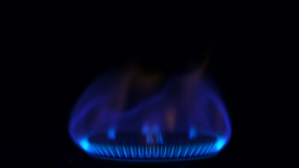 Draaien op gas-kookplaat — Stockvideo