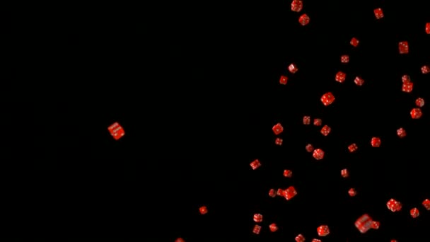 Red dice rolling and bouncing — Stock Video