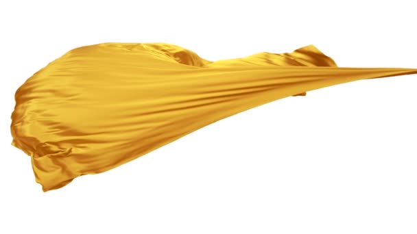 Tessuto giallo che scorre nell'aria — Video Stock