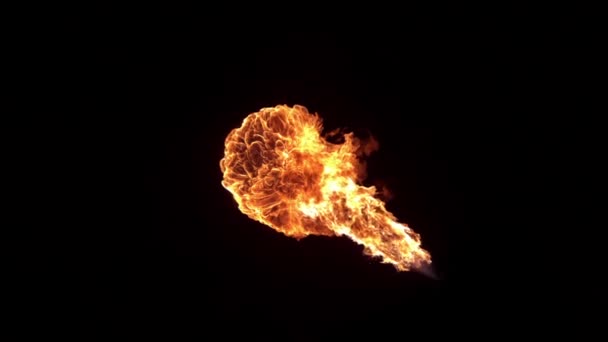 Artiste du feu soufflant le feu 