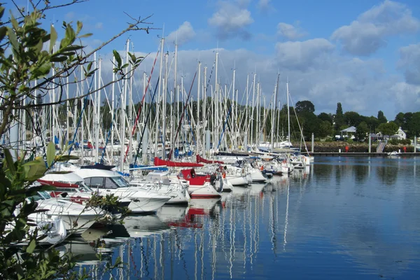 Port jachtowy, piękną pływają zacumowane jachty w porcie, — Zdjęcie stockowe