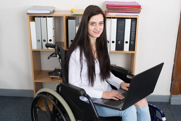 Real people, disability and handicap concept. Girl, student,  sitting  wheelchair — Stock Photo, Image