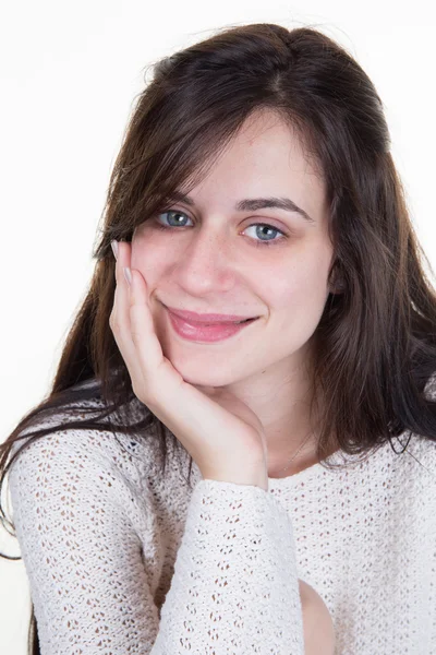 Retrato de mujer aislado sobre fondo blanco — Foto de Stock