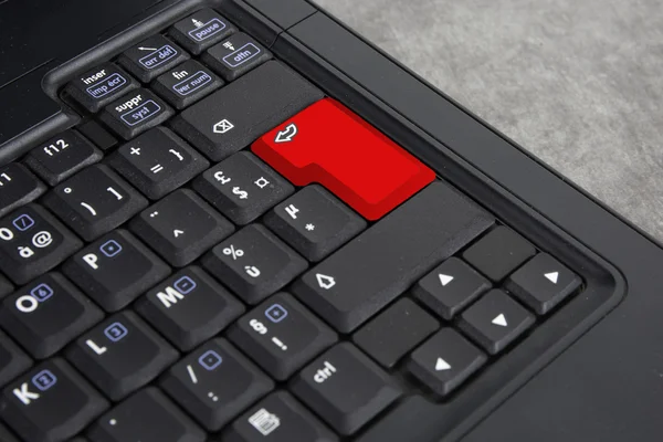 Blank red button on the keyboard close-up — Stock Photo, Image