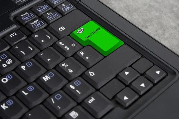 Bouton vert vierge sur le clavier close-up — Photo