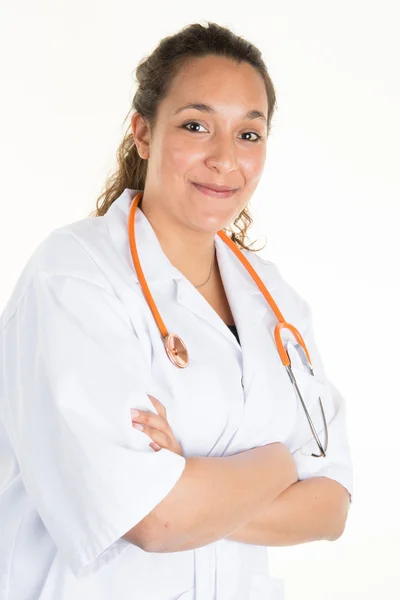 Young medical woman confident with arms crossed — Stock Photo, Image