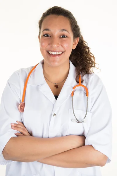 Smiling doctor with cross arms with positive attitude — Stock Photo, Image