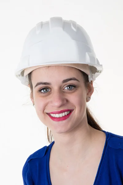 Confident female architect isolated on white background — Stock Photo, Image