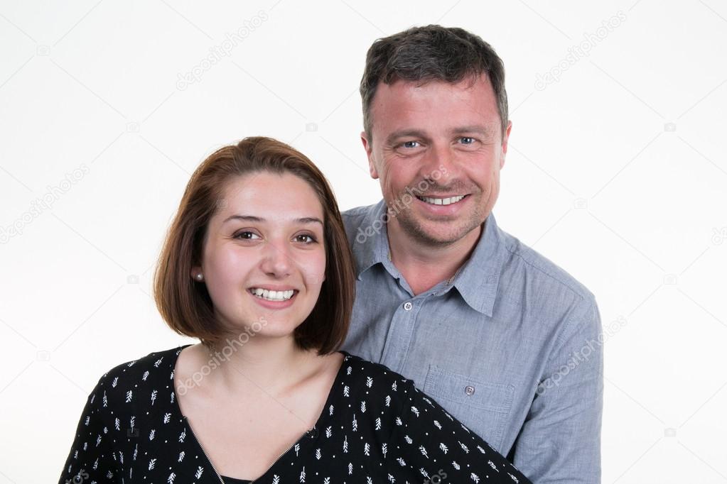 Père heureux avec sa fille adulte, isolé sur blanc image libre de droit par OceanProd © 109666356