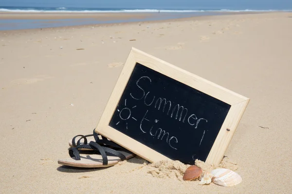 Summer Time written with chalk on a blackboard — Stock Photo, Image