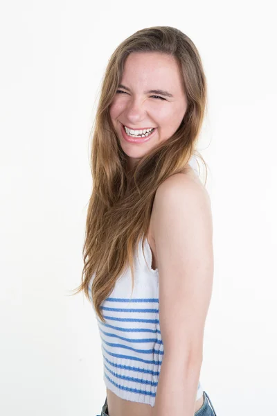 Schoonheid vrouw portret van tiener meisje mooie vrolijke genieten van — Stockfoto