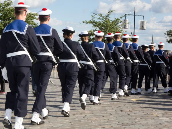 Parata militare del Corpo dei Marines, in uniforme con cappello — Foto Stock