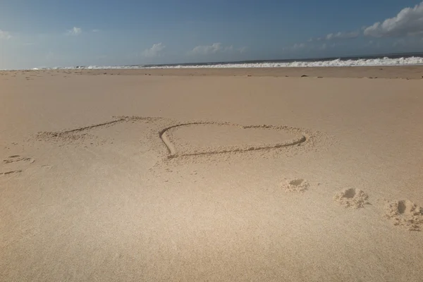 I love you, valentines day on sand close to sea — Stock Photo, Image