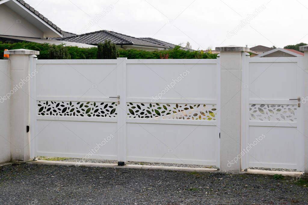 Design metal portal steel and door of suburb modern house