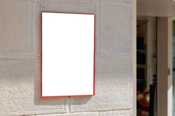 Lege Vierkante Witte Poster Rood Frame Signboard Zijaanzicht Van Witte — Stockfoto