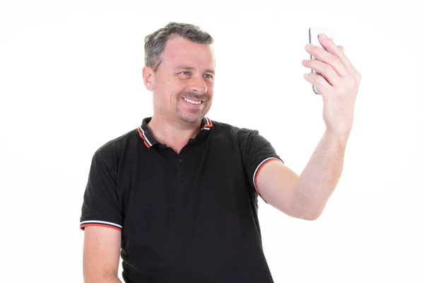 Portrait Happy Handsome Man Smiling Toothy Smile Looking Camera Making — Stock Photo, Image