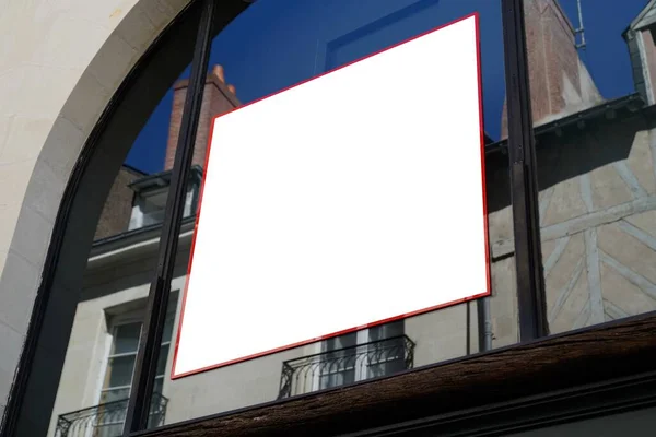 商店墙上空白的白色方块标牌 — 图库照片