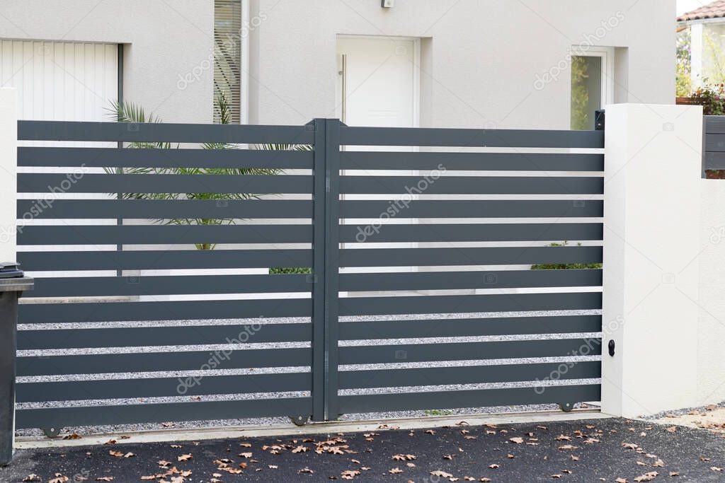 door aluminum gray metal portal modern gate of suburb house