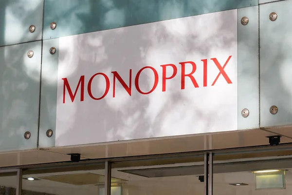 Burdeos Aquitania Francia 2020 Signo Del Logotipo Monoprix Texto Frente — Foto de Stock