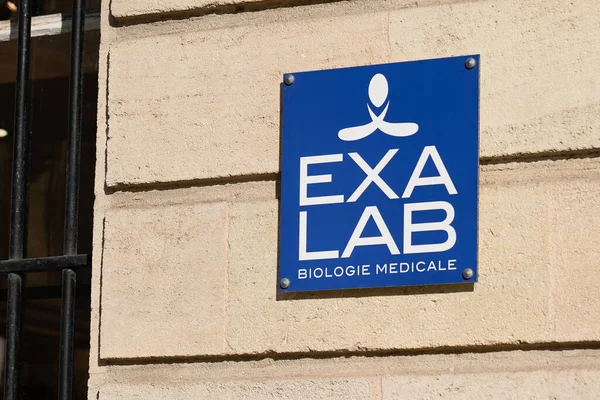 Bordeaux Aquitaine Frankrig 2020 Exalab Logo Tekst Tegn Foran Medical - Stock-foto