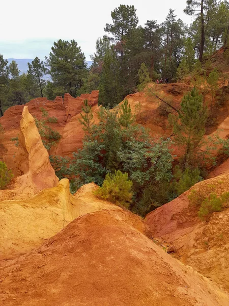 Formasi Batuan Berwarna Warni Oker Jingga Roussillon Dari Ocher Colorado — Stok Foto