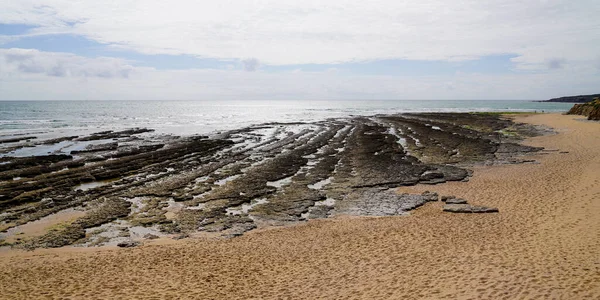 Apă Sălbatică Lowe Maree Plajă Nisip Coastă Talmont Saint Hilaire — Fotografie, imagine de stoc