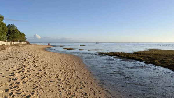 Nisip Natural Plajă Apă Mare Arcachon Bay Franța — Fotografie, imagine de stoc