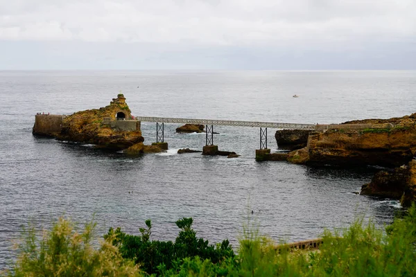 Rocher Vierge Sur Côte Atlantique Rocher Vierge Dans Ville Biarritz — Photo