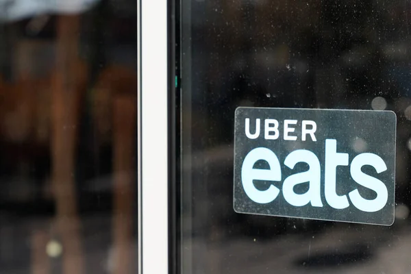 Burdeos Aquitania Francia 2021 Uber Come Signo Marca Logotipo Texto — Foto de Stock