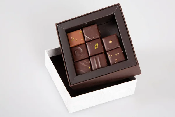 Assortiment Bonbons Pralines Chocolat Grande Variété Dans Une Petite Boîte — Photo