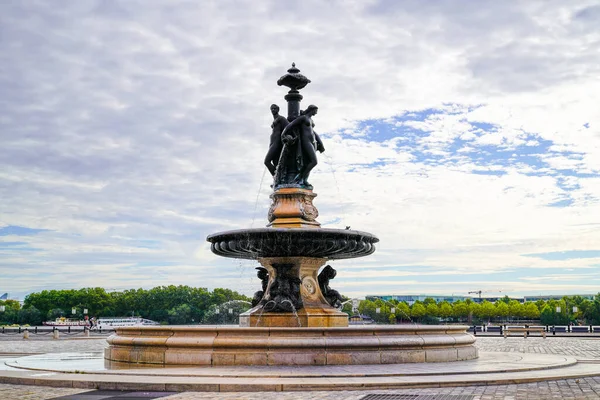 Bordeaux Place Bourse Słynny Plac Fontanny Trzy Łask Centrum Bordeaux — Zdjęcie stockowe