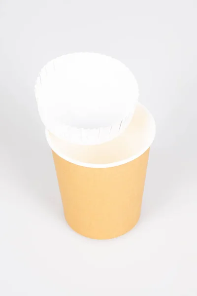 Tasse Café Carton Recyclable Verre Papier Boisson Avec Couvercle — Photo