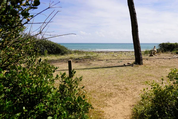 Spiaggia Sabbia Accesso Del Mare Litorale Atlantico Talmont Francia — Foto Stock