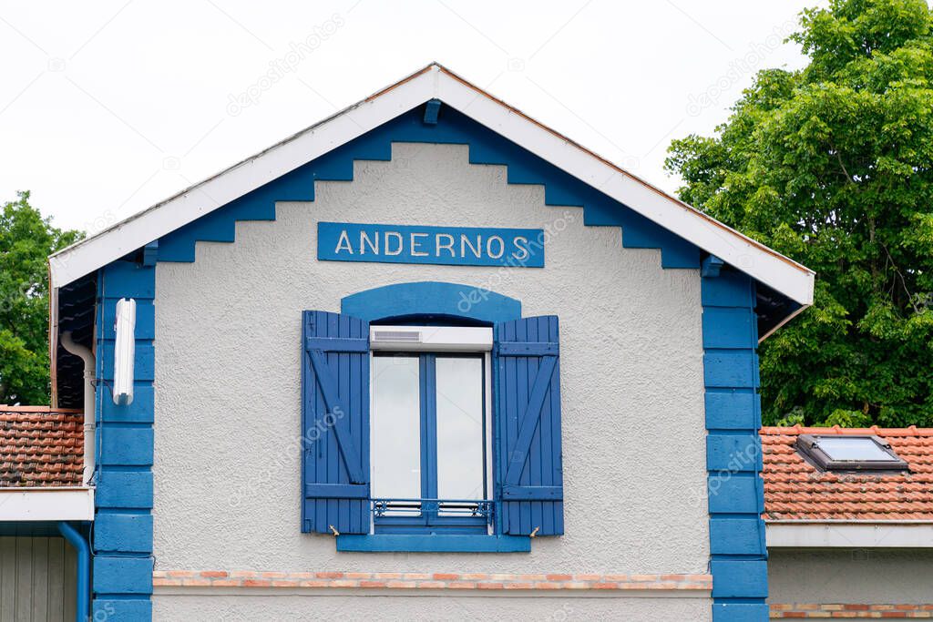 andernos city building of office tourism text sign town on wall facade