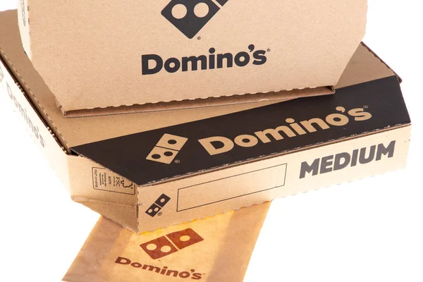 Bordeaux Aquitaine Franciaország 2021 Dominos Pizza Tábla Szöveg Amerikai Étterem — Stock Fotó