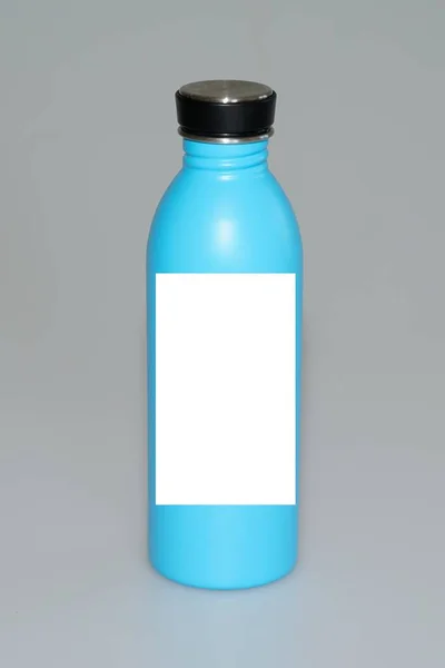 Thermal Stainless Steel Bottle Blue Black Bung Design Template Packaging — 스톡 사진