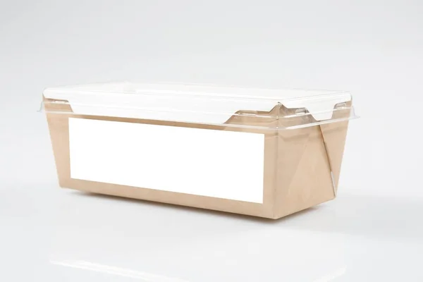Odnést Karton Krabice Potraviny Prázdným Archovým Papírem Pro Text Modelovat — Stock fotografie