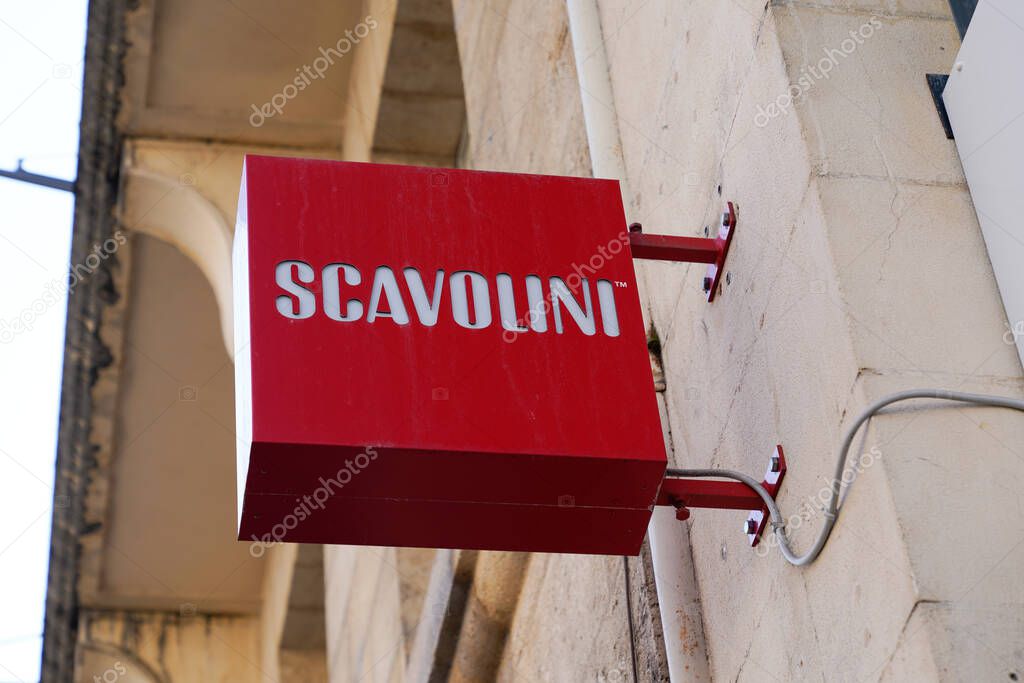 Bordeaux , Aquitaine France - 04 12 2021 : Scavolini logo and sign brand of shop Italian style furnishing ideas for kitchen bathroom and living room store