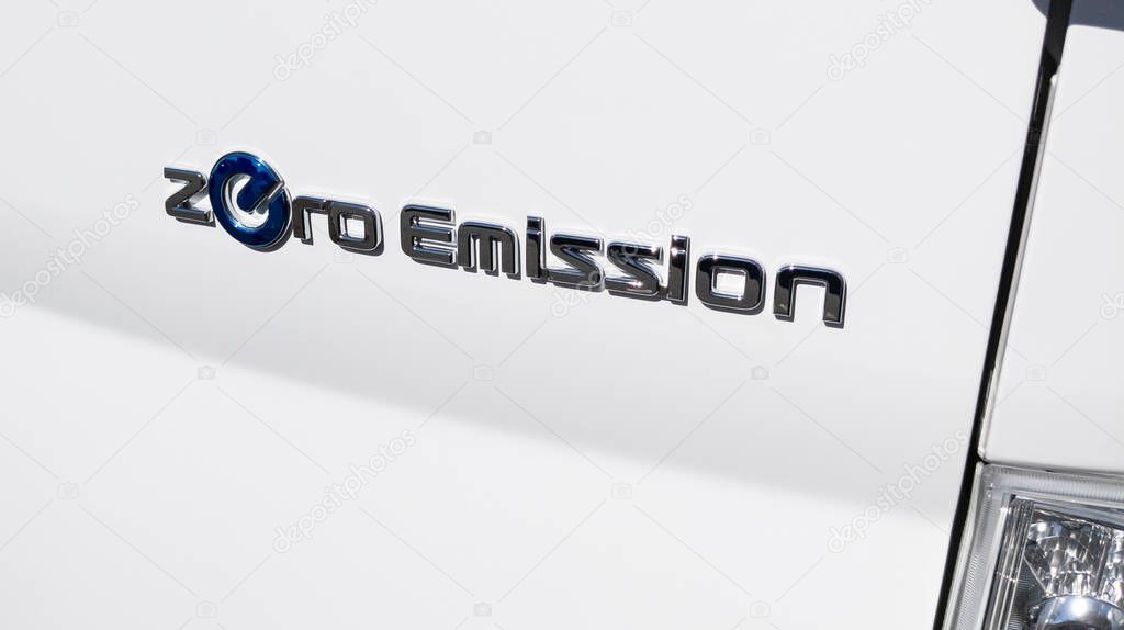 Bordeaux , Aquitaine France - 04 22 2021 : Nissan e-NV200 electric MPV logo brand and text sign zero emission car panel van