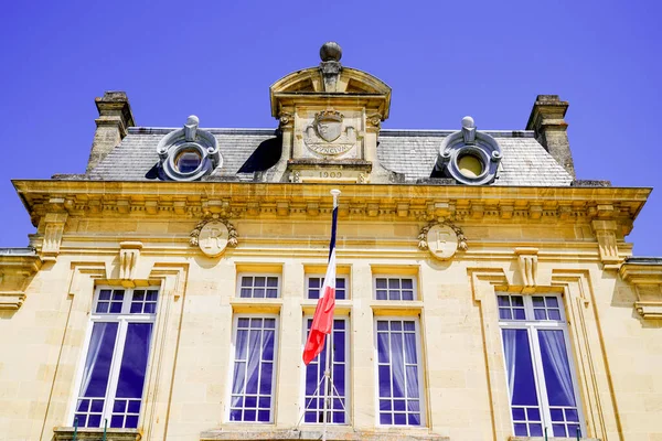 Drapeau Français Sur Façade Murale Mairie Rions Village France — Photo