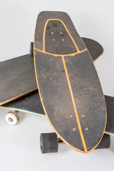 Skateboard Drie Dek Skate Board Plank Plank Geïsoleerd Witte Achtergrond — Stockfoto