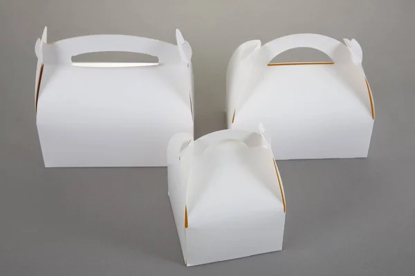 Λευκό Κουτί Κουτί Κουτί Νόστιμο Κουτί Ζαχαροπλαστικής Για Σχέδιο Μακιγιαζ — Φωτογραφία Αρχείου