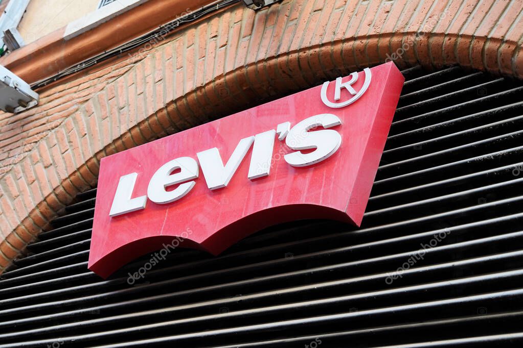Bordeaux , Aquitaine France - 05 27 2021 : Levi's Store logo brand and red text sign of American clothes company levis shop