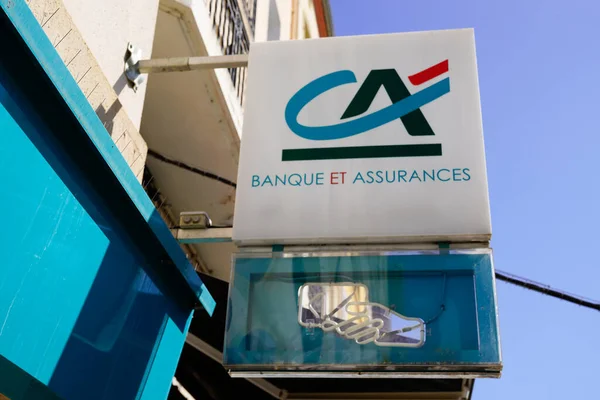 Burdeos Aquitania Francia 2021 Credit Agricole Logo Sign Brand Text — Foto de Stock