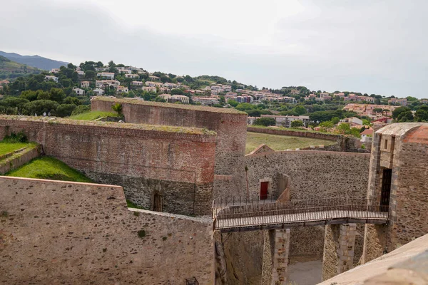 Collioure France Blick Auf Die Burgmauern Französisch — Stockfoto